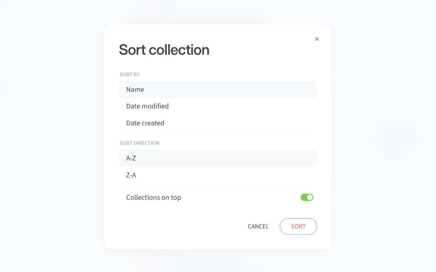 nuclino-sort-collection